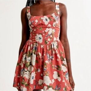 Abercrombie & Fitch Corset Floral Fit and Flare Romper Dress